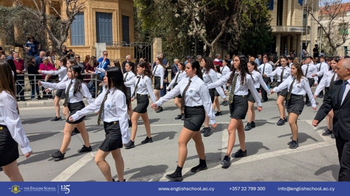The English School Parade Team Shines at the 25th March Festivities.